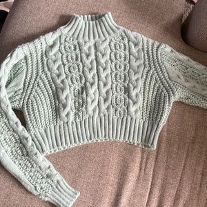 Mint Green Crop Turtleneck sweater
